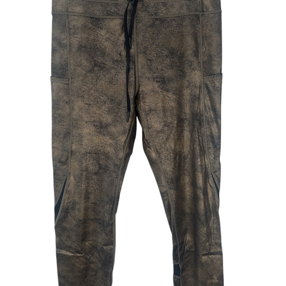 ZYIA Luxe Copper Pocket Drawstring Leggings 7/8” Size 12